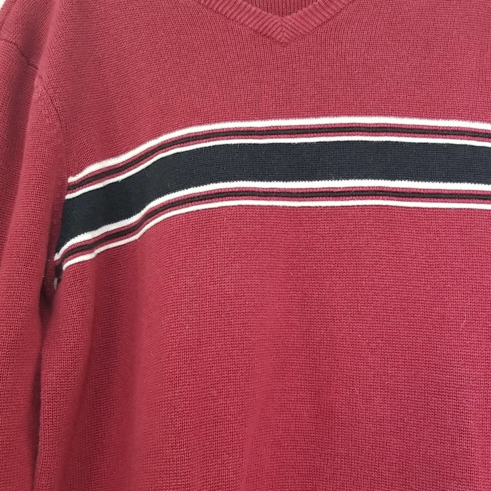 Old Navy Red Sweater V Neck Stripes Small - Picture 3 of 8